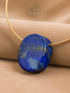 Pendentif rond en lapis-lazuli lisse et brut