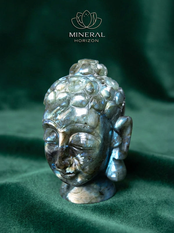 Grande statue - Tête de bouddha en labradorite