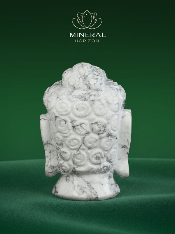Grande tête de Bouddha en howlite – refuge de quiétude