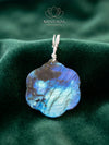 Pendentif géométrie sacrée - Fleur de vie en labradorite