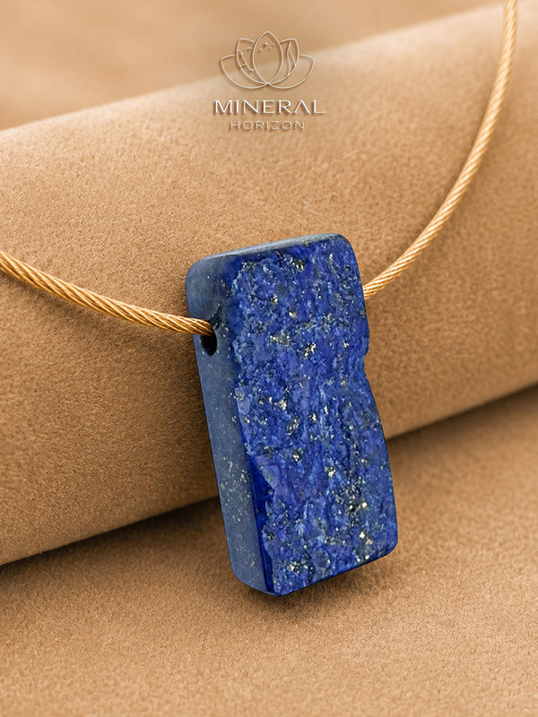 Pendentif rectangle en lapis-lazuli lisse et brut