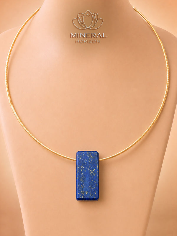 Pendentif rectangle en lapis-lazuli lisse et brut