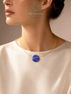 Pendentif rond en lapis-lazuli lisse et brut
