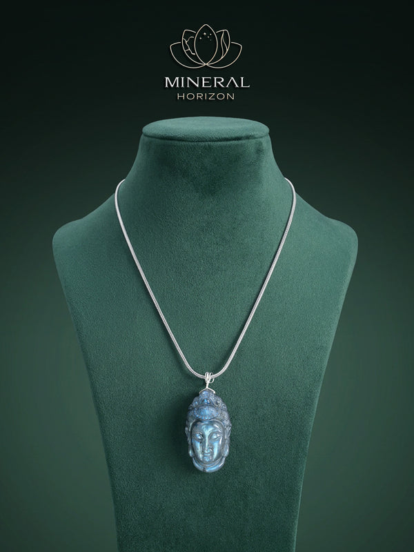 Pendentif - Tête de bouddha en labradorite