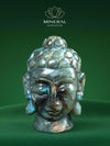 Grande tête de Bouddha en labradorite – reflets de sagesse